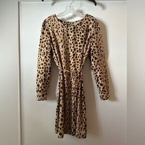 Leopard Print Long Sleeve Dress